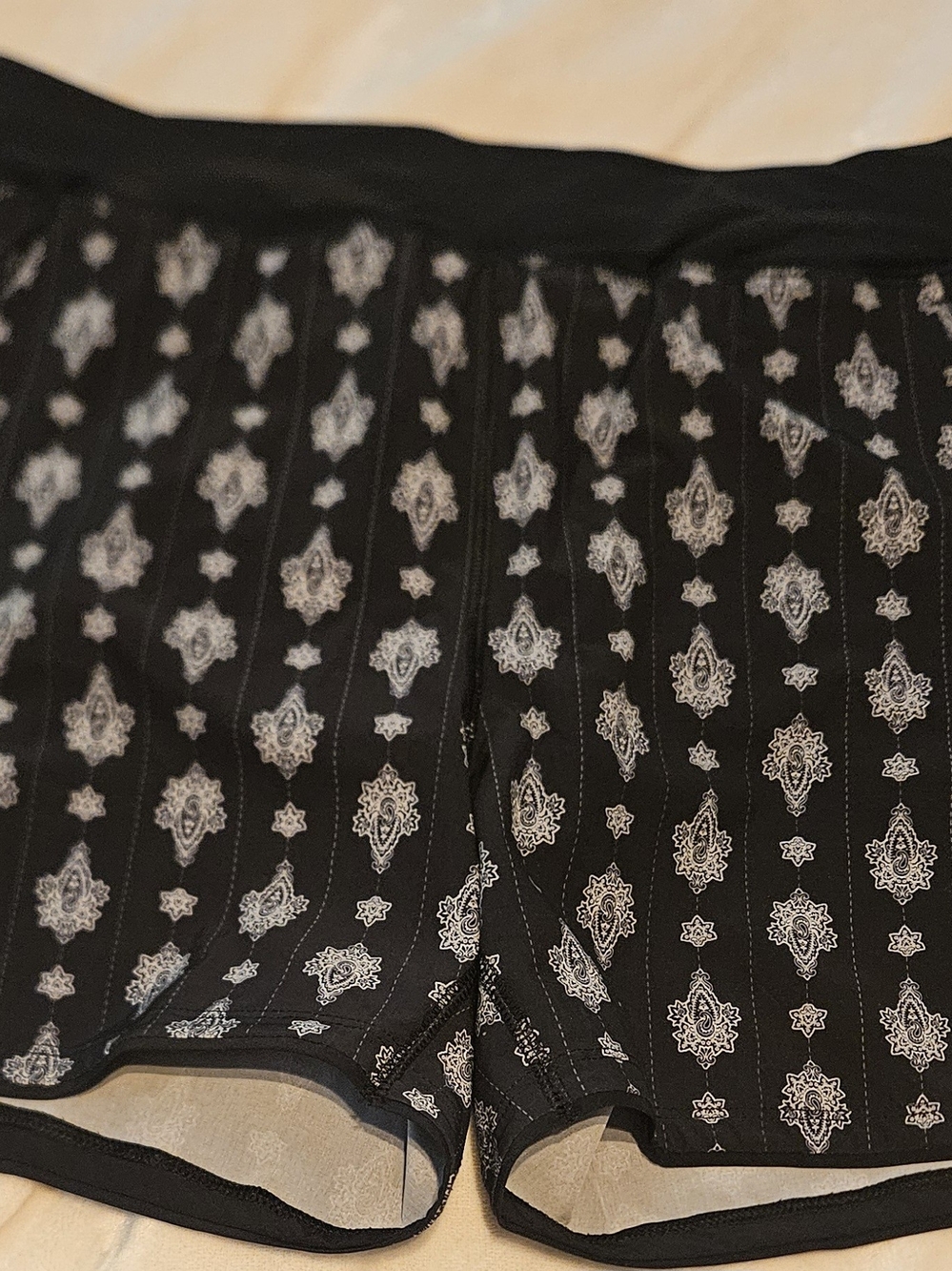 Lands End Swim Shorts Black Print 16